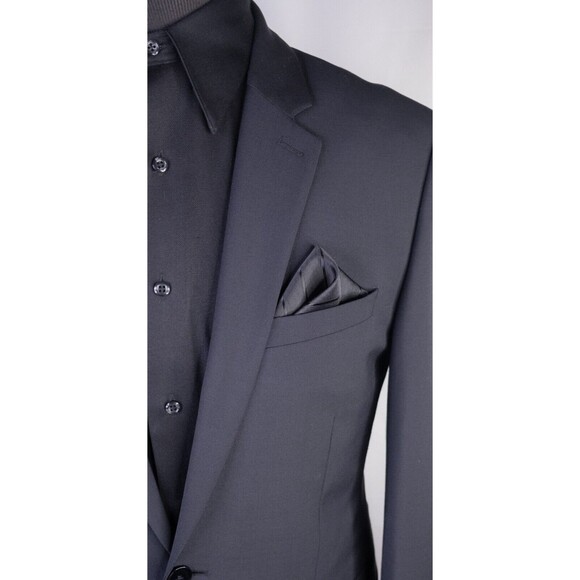 Express Men's Sport Coat Blazer Two Button Solid Black Wool Blend EXTRA SLIM 39L - Picture 4 of 14